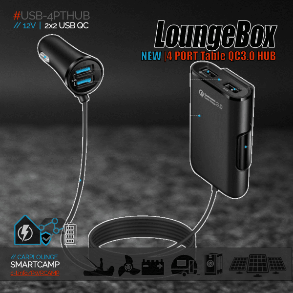 4 Ports 12V Car USB Hub QC 3.0 Charger