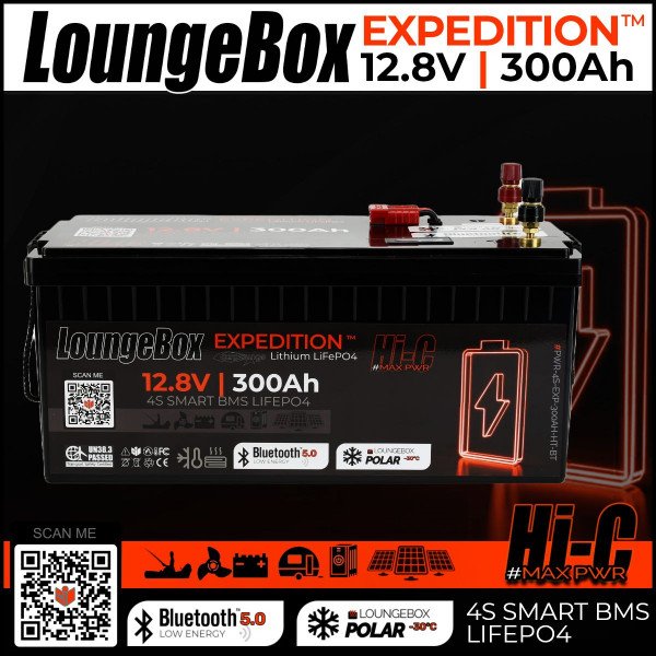 LoungeBox Expedition | 12V 300aH | BT5 + HEATING -30° | LiFePo Outdoor Battery Camping Caravan