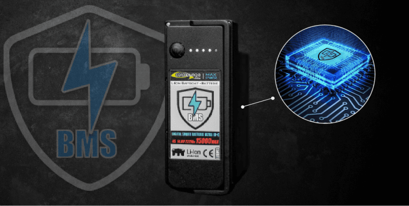 The Digital Smart Baitboat Battery is equipped with a foldable handle bar to easily connect or take out the battery and off course to carry around