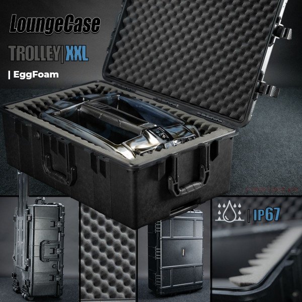 LoungeCase Trolley XXL | Black | 80x52x31cm | incl. Wallprotection Foam
