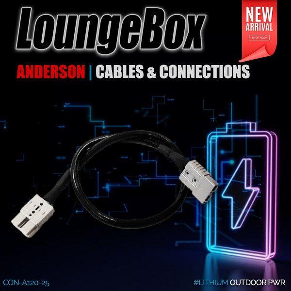 Anderson 120A Grey Con. | 120A Black Power cable 1000mm | Anderson 120A Grey Con.
