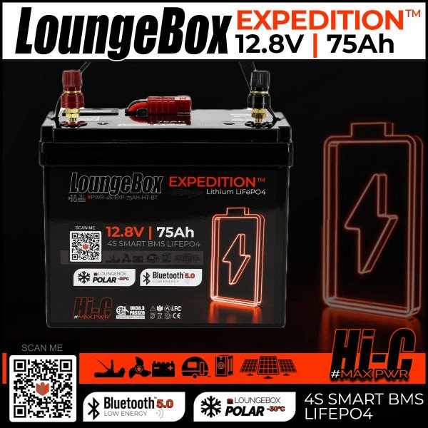 LoungeBox Expedition | 12V 75aH | BT5 + HEATING -30° | LiFePo Outdoor Battery Camping Caravan