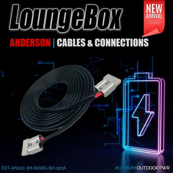 8AWG Black sheathed Cable ( Red 3m Black 3m ) Anderson 120A Grey Connectors