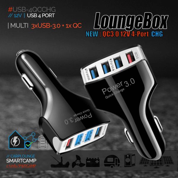 4 Ports 12V Car USB QC 3.0 Charger