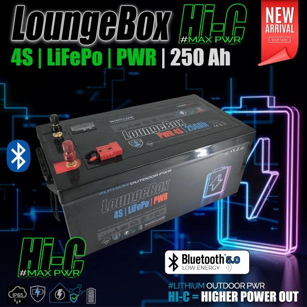 LoungeBox 12V PWR 250aH BT5 | LiFePo BLUETOOTH Smart Battery Camping Caravan