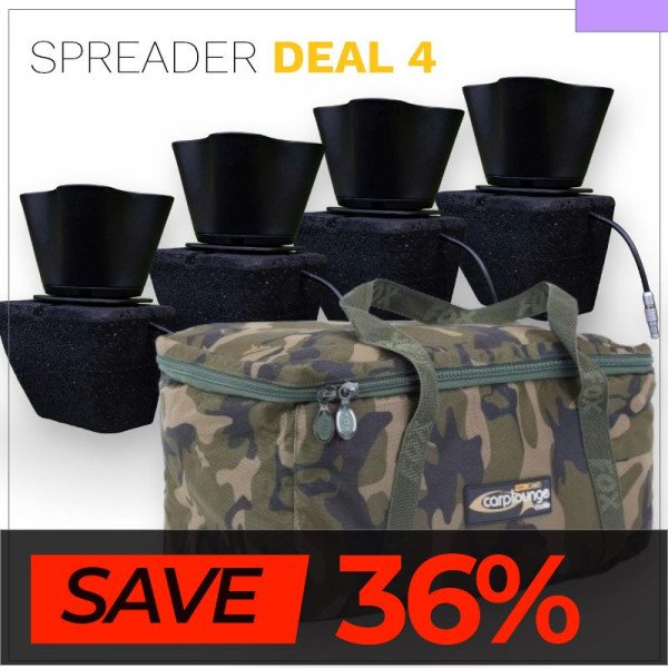BlackWeek BAITSPREADER DEAL 4 | 4 xSpreader + 8 Funnels + FOX CAMOLITE SAVE 270.-