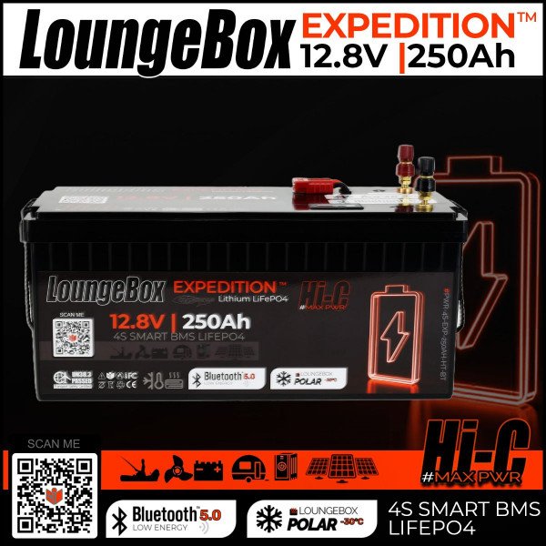 LoungeBox Expedition | 12V 250aH | BT5 + HEATING -30° | LiFePo Outdoor Battery Camping Caravan